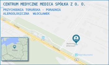 PRZYCHODNIA TORUŃSKA - PORADNIA ALERGOLOGICZNA - CENTRUM MEDYCZNE MEDICA SPÓŁKA Z O. O. - TORUŃSKA 222,  WŁOCŁAWEK