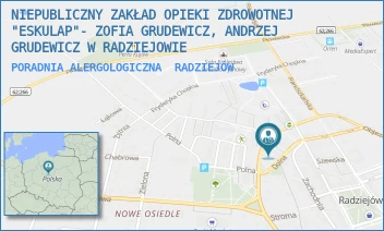 PORADNIA ALERGOLOGICZNA - NIEPUBLICZNY ZAKŁAD OPIEKI ZDROWOTNEJ "ESKULAP"- ZOFIA GRUDEWICZ, ANDRZEJ GRUDEWICZ W RADZIEJOWIE - DOLNA 22,  RADZIEJÓW