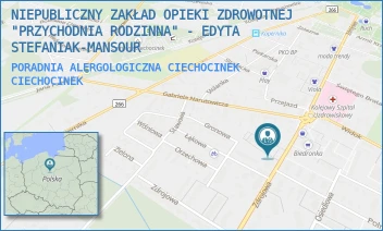 PORADNIA ALERGOLOGICZNA CIECHOCINEK - NIEPUBLICZNY ZAKŁAD OPIEKI ZDROWOTNEJ "PRZYCHODNIA RODZINNA" - EDYTA STEFANIAK-MANSOUR - ZDROJOWA 46,  CIECHOCINEK