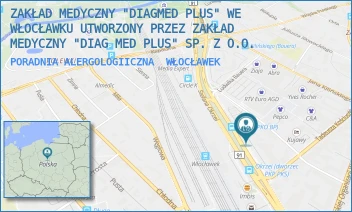PORADNIA ALERGOLOGIICZNA - ZAKŁAD MEDYCZNY "DIAGMED PLUS" WE WŁOCŁAWKU UTWORZONY PRZEZ ZAKŁAD MEDYCZNY "DIAG MED PLUS" SP. Z O.O. - OKRZEI 66,  WŁOCŁAWEK