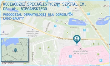 PODODDZIAŁ DERMATOLOGII DLA DOROSŁYCH - WOJEWÓDZKI SPECJALISTYCZNY SZPITAL IM. DR  WŁ. BIEGAŃSKIEGO - UL. GEN. KAROLA KNIAZIEWICZA 1/5,  ŁÓDŹ-BAŁUTY