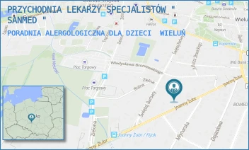 PORADNIA ALERGOLOGICZNA DLA DZIECI - PRZYCHODNIA LEKARZY SPECJALISTÓW " SANMED " - UL. JOANNY ŻUBR 18,  WIELUŃ