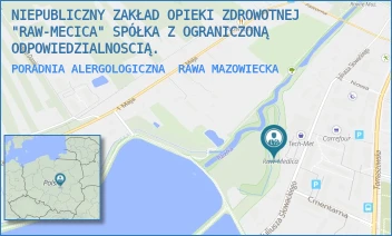 PORADNIA ALERGOLOGICZNA - NIEPUBLICZNY ZAKŁAD OPIEKI ZDROWOTNEJ "RAW-MEDICA" SPÓŁKA Z OGRANICZONĄ ODPOWIEDZIALNOSCIĄ. - UL. JULIUSZA SŁOWACKIEGO 68,  RAWA MAZOWIECKA