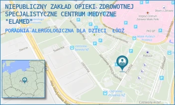 PORADNIA ALERGOLOGICZNA DLA DZIECI - NIEPUBLICZNY ZAKŁAD OPIEKI ZDROWOTNEJ SPECJALISTYCZNE CENTRUM MEDYCZNE "ELAMED" - UL. STANISŁAWY LESZCZYŃSKIEJ 20,  ŁÓDŹ