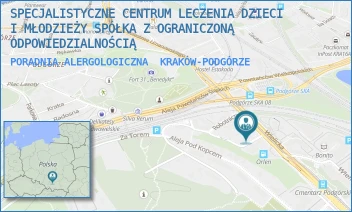 PORADNIA ALERGOLOGICZNA - SPECJALISTYCZNE CENTRUM LECZENIA DZIECI I MŁODZIEŻY SPÓŁKA Z OGRANICZONĄ ODPOWIEDZIALNOŚCIĄ - UL. WIELICKA 25,  KRAKÓW-PODGÓRZE