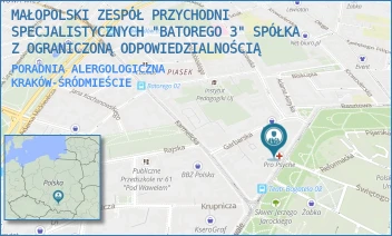 PORADNIA ALERGOLOGICZNA - MAŁOPOLSKI ZESPÓŁ PRZYCHODNI SPECJALISTYCZNYCH "BATOREGO 3" SPÓŁKA Z OGRANICZONĄ ODPOWIEDZIALNOŚCIĄ - UL. JULIANA DUNAJEWSKIEGO 5,  KRAKÓW-ŚRÓDMIEŚCIE