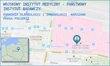 PORADNIA ALERGOLOGII I IMMUNOLOGII - WOJSKOWY INSTYTUT MEDYCZNY - PAŃSTWOWY INSTYTUT BADAWCZY - SZASERÓW 128,  WARSZAWA PRAGA-POŁUDNIE