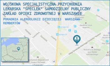 PORADNIA ALERGOLOGII DZIECIĘCEJ - WOJSKOWA SPECJALISTYCZNA PRZYCHODNIA LEKARSKA "SPECLEK" SAMODZIELNY PUBLICZNY ZAKŁAD OPIEKI ZDROWOTNEJ W WARSZAWIE - AL. GEN. CHRUSCIELA 103,  WARSZAWA REMBERTÓW