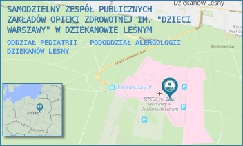 ODDZIAŁ PEDIATRII - PODODDZIAŁ ALERGOLOGII - SAMODZIELNY ZESPÓŁ PUBLICZNYCH ZAKŁADÓW OPIEKI ZDROWOTNEJ IM. "DZIECI WARSZAWY" W DZIEKANOWIE LEŚNYM - MARII KONOPNICKIEJ 65,  DZIEKANÓW LEŚNY