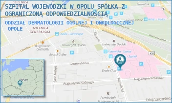 ODDZIAŁ DERMATOLOGII OGÓLNEJ I ONKOLOGICZNEJ - SZPITAL WOJEWÓDZKI W OPOLU SPÓŁKA Z OGRANICZONĄ ODPOWIEDZIALNOŚCIĄ - KATOWICKA 64,  OPOLE