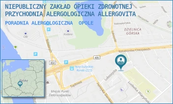 PORADNIA ALERGOLOGICZNA - NIEPUBLICZNY ZAKŁAD OPIEKI ZDROWOTNEJ PRZYCHODNIA ALERGOLOGICZNA ALLERGOVITA - UL. LUDWIKA WARYŃSKIEGO 30,  OPOLE