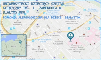 PORADNIA ALERGOLOGICZNA DLA DZIECI - UNIWERSYTECKI DZIECIĘCY SZPITAL KLINICZNY IM.  L. ZAMENHOFA W BIAŁYMSTOKU - WASZYNGTONA 17,  BIAŁYSTOK