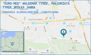 PORADNIA ALERGOLOGICZNA - "EURO-MED" WALDEMAR TYREK, MAŁGORZATA TYREK SPÓŁKA JAWNA - UL. 3-GO MAJA 16A,  CZĘSTOCHOWA
