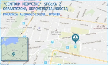 PORADNIA ALERGOLOGICZNA - "CENTRUM MEDYCZNE" SPÓŁKA Z OGRANICZONĄ ODPOWIEDZIALNOŚCIĄ - UL. BYŁYCH WIĘŹNIÓW POLITYCZNYCH 3,  RYBNIK