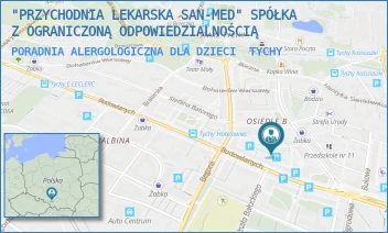 PORADNIA ALERGOLOGICZNA DLA DZIECI - "PRZYCHODNIA LEKARSKA SAN-MED" SPÓŁKA Z OGRANICZONĄ ODPOWIEDZIALNOŚCIĄ - UL. BIBLIOTECZNA 17,  TYCHY