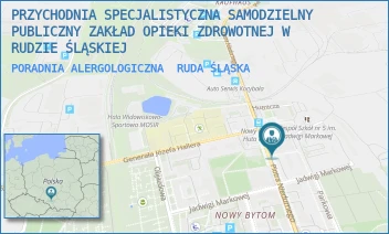 PORADNIA ALERGOLOGICZNA - PRZYCHODNIA SPECJALISTYCZNA SAMODZIELNY PUBLICZNY ZAKŁAD OPIEKI ZDROWOTNEJ W RUDZIE ŚLĄSKIEJ - UL. PIOTRA NIEDURNEGO 50D,  RUDA ŚLĄSKA