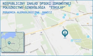 PORADNIA ALERGOLOGICZNA - NIEPUBLICZNY ZAKŁAD OPIEKI ZDROWOTNEJ POŁOŻNICTWO GINEKOLOGIA  "ESKULAP" - PODMIEJSKA 8,  RAWICZ
