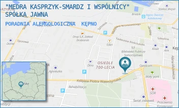 PORADNIA ALERGOLOGICZNA - "MEDRA KASPRZYK-SMARDZ I WSPÓLNICY" SPÓŁKA JAWNA - KS.WAWRZYNIAKA 42,  KĘPNO