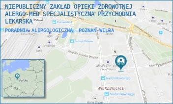 PORADNIA ALERGOLOGICZNA - NIEPUBLICZNY ZAKŁAD OPIEKI ZDROWOTNEJ ALERGO-MED SPECJALISTYCZNA PRZYCHODNIA LEKARSKA - MIECZYSŁAWA NIEDZIAŁKOWSKIEGO 10A/50,  POZNAŃ-WILDA