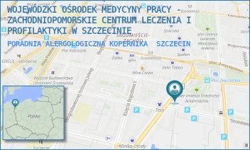 PORADNIA ALERGOLOGICZNA KOPERNIKA - WOJEWÓDZKI OŚRODEK MEDYCYNY PRACY - ZACHODNIOPOMORSKIE CENTRUM LECZENIA I PROFILAKTYKI W SZCZECINIE - KOPERNIKA 18,  SZCZECIN