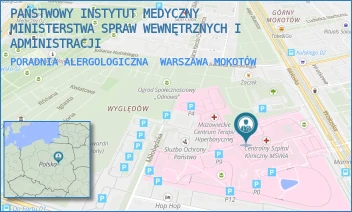 PORADNIA ALERGOLOGICZNA - PAŃSTWOWY INSTYTUT MEDYCZNY MINISTERSTWA SPRAW WEWNĘTRZNYCH I ADMINISTRACJI - WOŁOSKA 137,  WARSZAWA MOKOTÓW